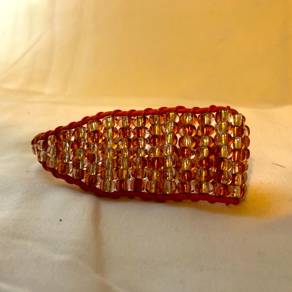 Leather and bead bracelet